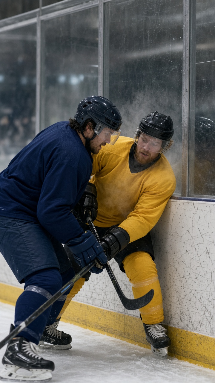 An amateur adult hockey game