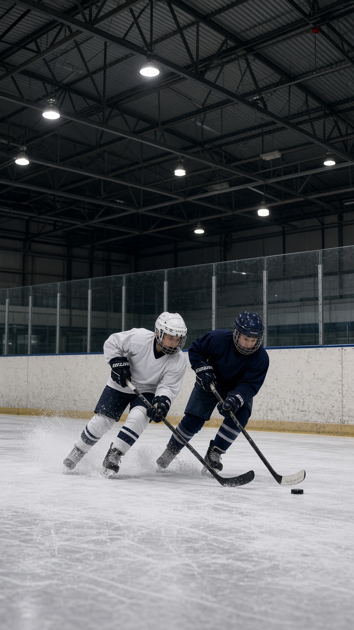 An amateur youth hockey game